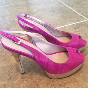 Fuschia suede heels